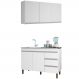 Kit Armario Aereo 3 Portas e Balcao 119cm Branco PLLA