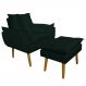 Conjunto Decorativo Poltrona com Puff Opala Suede Verde - Montanaris Decor