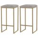 Kit 2 Banqueta Decorativa Billie Base Gold Veludo Cinza G41 - Gran Belo