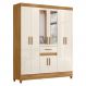 Guarda Roupa Casal 8P Espelho 165 cm Portugal Freijo Off White Moval