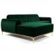 Sofá 320cm 5 Lugares com Chaise Esquerdo Pés Gold Molino B-303 Veludo Verde Musgo - Domi