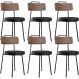 Kit 06 Cadeiras Decorativas Estofada Para Sala Jantar Barcelona L02 Couríssimo Marrom Preto - Lyam