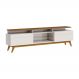 Rack Bancada 2 Gavetas com Nicho 218cm Amy Off White/Freijó G29 - Gran Belo