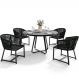 Kit Mesa Wine Com 4 Cadeira Área Externa Espaço Gourmet Corda Náutica Belize D04 Preto - Lyam Decor