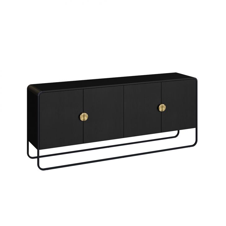 Buffet Luna 4 Portas Preto e Dourado