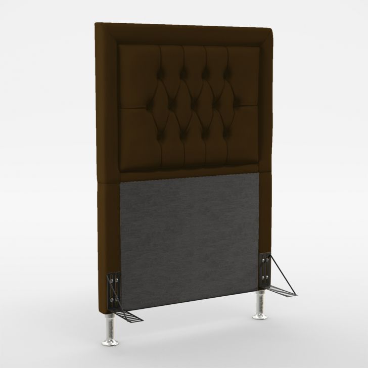 Cabeceira Pegasus 90 Decorativa de Cama Solteiro N-027 Veludo Marrom Chocolate Aradecor