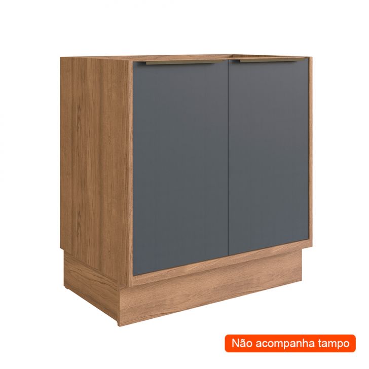 Balcão De Cozinha Ten 2 Portas Freijó E Grafito 80 Cm