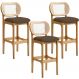 Kit 03 Banquetas Altas Para Cozinha Bancada Sala Tela Betta Fixa L02 Suede Marrom - Lyam