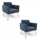 Kit 02 Poltronas Marisa Suede Azul Marinho Pés Palito Natural D'Rossi