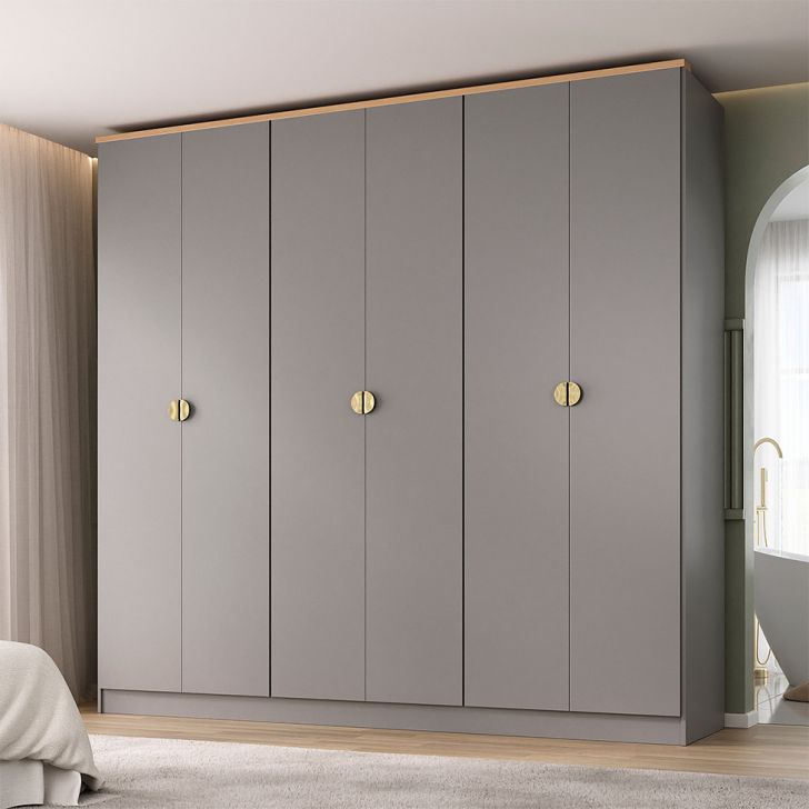 Guarda-roupa Casal Brescia 6 Portas 4 Gavetas Cinza