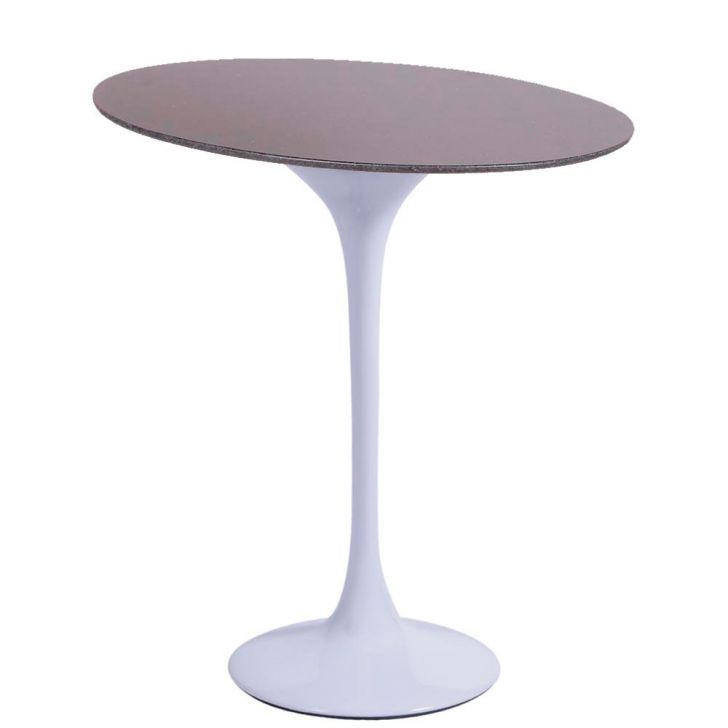 Mesa Saarinen Lateral Oval São Gabriel 57x38cm - Base Branca