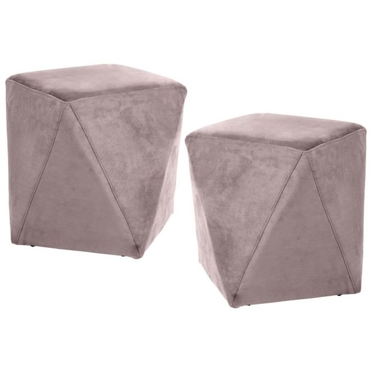Kit 2 Puffs Decorativos Ametista B-305 Veludo Rosê - Domi