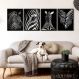 Kit 4 Quadros Decorativos Zebras 45x34cm - com vidro