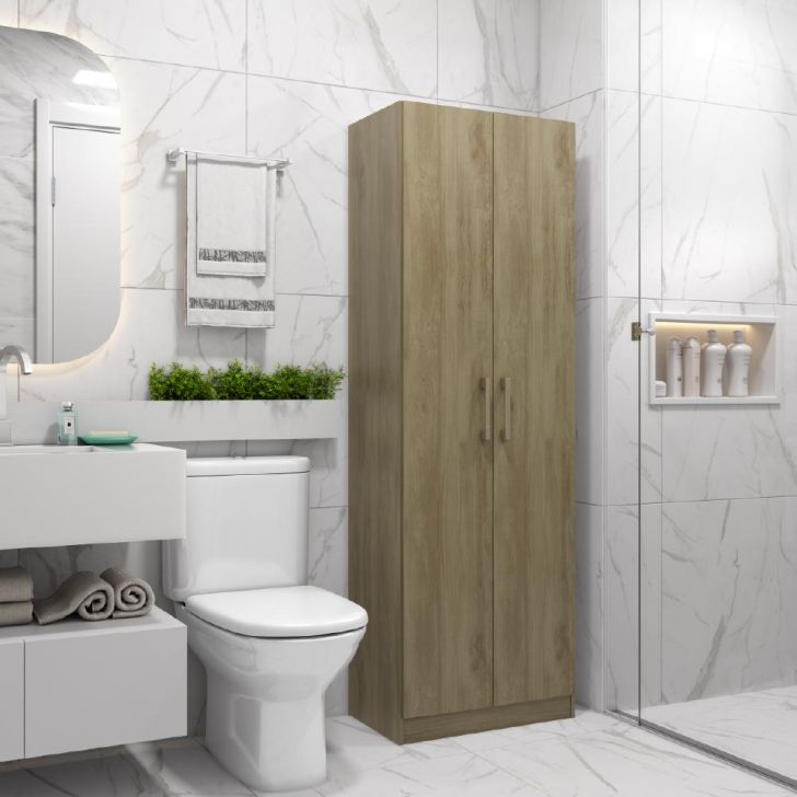 Armário Utilitário Banheiro 2 Portas Noce Carraro