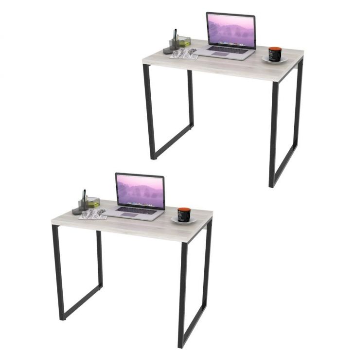 Kit 2 Mesas de Escritório Office 90cm Estilo Industrial Prisma C08 Snow - Mpozenato