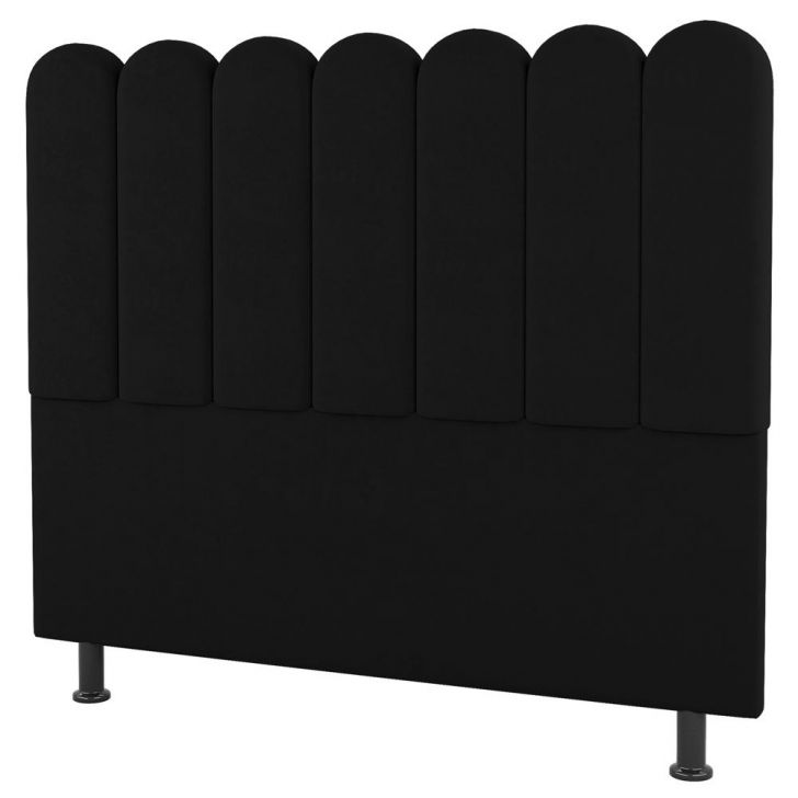 Cabeceira Cama Box Solteiro Lana 90cm Suede Preto - Desk Design