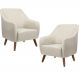 Kit 02 Poltronas Decorativas Fixa com Pés em Madeira Paloma D02 Linho Bege C-466 - Lyam Decor