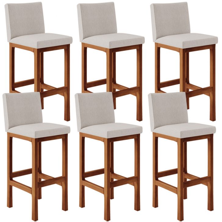 Kit 06 Banquetas Altas Para Cozinha Sala De Jantar Fixa Alya L02 Linho Cru - Lyam Decor