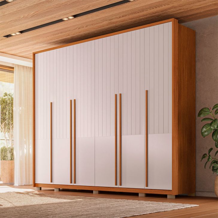 Image of Guarda-roupa Casal Espartacus 6 Portas 6 Gavetas Freijó E Off White PLA-MO895CL48YQPMOB