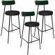 Kit 03 Banquetas Alta Bar Cozinha Sala De Jantar Milão L02 Facto Verde Couríssimo Preto - Lyam Decor