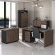 Image of Conjunto de Mesa de Escritório com Gaveteiro e Armários Executiva 6 PT 3 GV Marrom e Preto AR740TA48DZJMOB