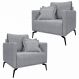 Kit 2 Poltronas Decorativas Pés em Aço Stagno Linho Cinza G63 - Gran Belo