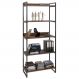 Estante Livreiro Multiuso Prisma Estilo Industrial 80cm 5 Prateleiras C08 Nogal - Mpozenato