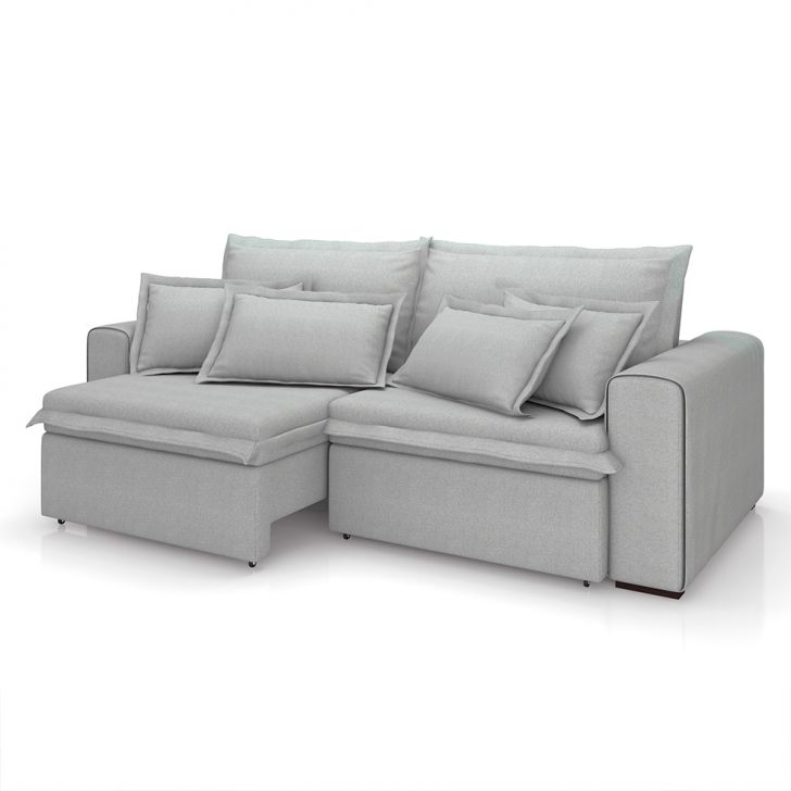Image of Sofá 3 Lugares Retrátil E Reclinável Cannes Linho Bouclé Cinza 220 Cm PLA-MO895UP48TSTMOB