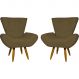 Kit 2 Poltronas Decorativas Reforçadas Para Sala Emilia Suede Marrom Pé Castanho - Clique E Decore