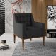 Poltrona Sala de Estar Decorativa Base Madeira Madonna PU Preto G52 - Gran Belo