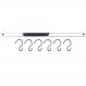 Barra 55cm com 6 Ganchos Aço inox Suporte Porta Utensílios P