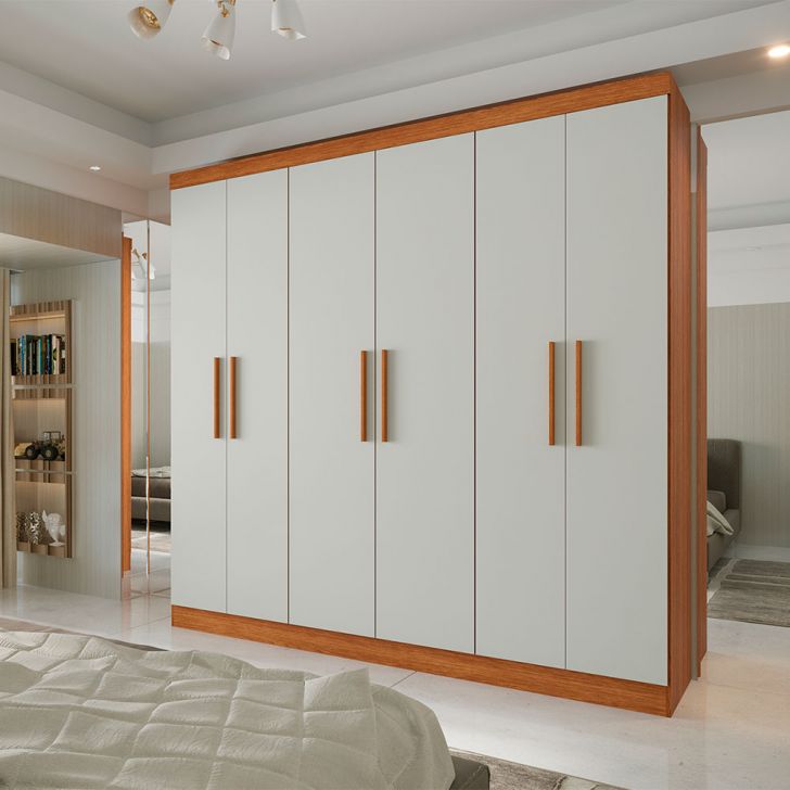 Guarda-roupa Casal Supreme 6 Portas 4 Gavetas Freijó Wood E Off White