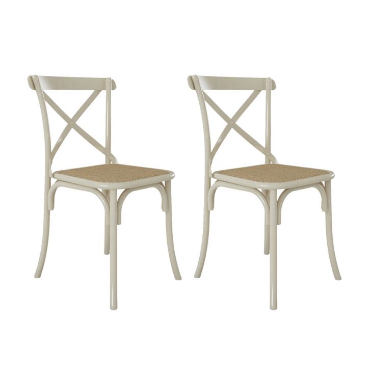 Conjunto com 2 Cadeiras Katarina Off White e Bege