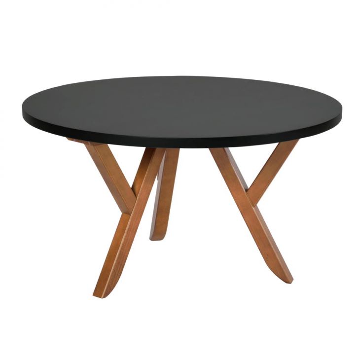 Mesa de Centro Redonda Ipiranga Amêndoa e Preta