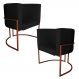 Kit 2 Poltronas Decorativa Luana Base Bronze PU Preto - Montanaris Decor