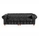 Sofá Chesterfield Luís XV 4 Lugares Vintage Retrô Capitonê Couro Preto