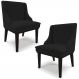 Kit 2 Cadeiras Decorativas Sala de Jantar Base Fixa de Madeira Firenze Linho Preto G19 - Gran Belo