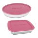 Conjunto Assadeiras De Vidro Marinex Com Tampa 02 Peças