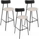 Kit 03 Banquetas Alta Bar Cozinha Sala De Jantar Milão L02 Couríssimo Preto Linho Cru - Lyam Decor