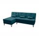 Sofá-Cama Casal 3 Lugares com Chaise Nice Suede Azul Petróleo