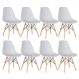 Kit 8 cadeiras Charles Eames Eiffel DSW com pés de madeira clara Cinza claro