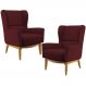 Kit 02 Poltronas Decorativas Para Sala de Estar Milena D02 Base de Madeira Veludo Marsala C-278 - Lyam Decor