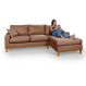 Sofá Living Amsterdã Com Chaise 3 Lugares Revestido Linho Base em Madeira