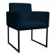Poltrona Decorativa Base De Ferro Preta Veludo Azul Marinho - Montanaris Decor