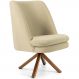 Poltrona Decorativa Base Giratória de Madeira Pérsia D02 Linho Bege C-129 - Lyam Decor