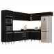 Armário de Cozinha Modulada de Canto 8 Peças CP01 Balcão Preto - Lumil