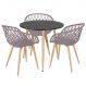 Mesa de jantar redonda 80 cm preto + 3 cadeiras Clarice Nest Fendi