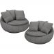 Kit 02 Poltronas Para Sala De Estar Decorativa Giratória Kira M03 Linho Cinza - Lyam Decor