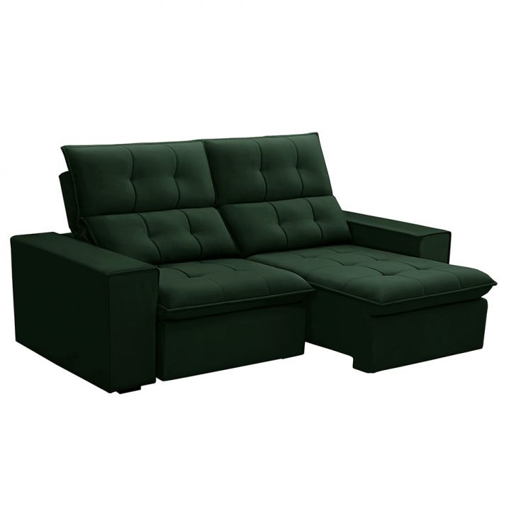 Sofá 3 Lugares Retrátil E Reclinável Palermo Veludo Verde