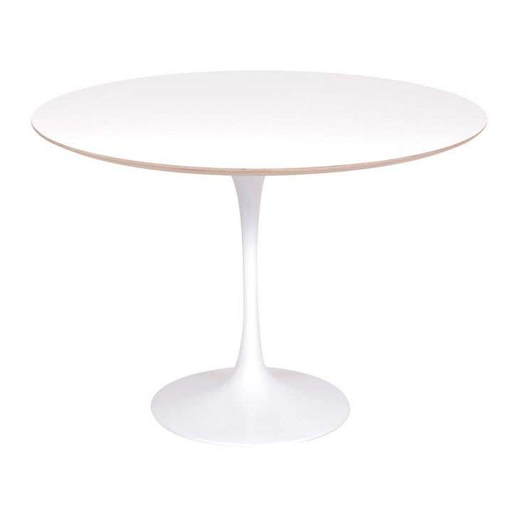 Mesa Saarinen Redonda Fórmica Branca 90cm - Base Branca